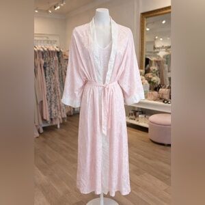 Chic Light Pink and White Trim Robe